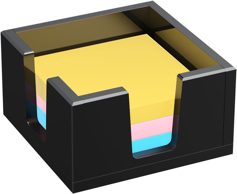 BOSSCASA Acrylic Sticky Note Holder, Self-Stick Note Pad Holder W/O Pads - Note Dispenser Memo Pad Holder Desk Organizer for School Office Home (3''x3'' Black) - Image 1